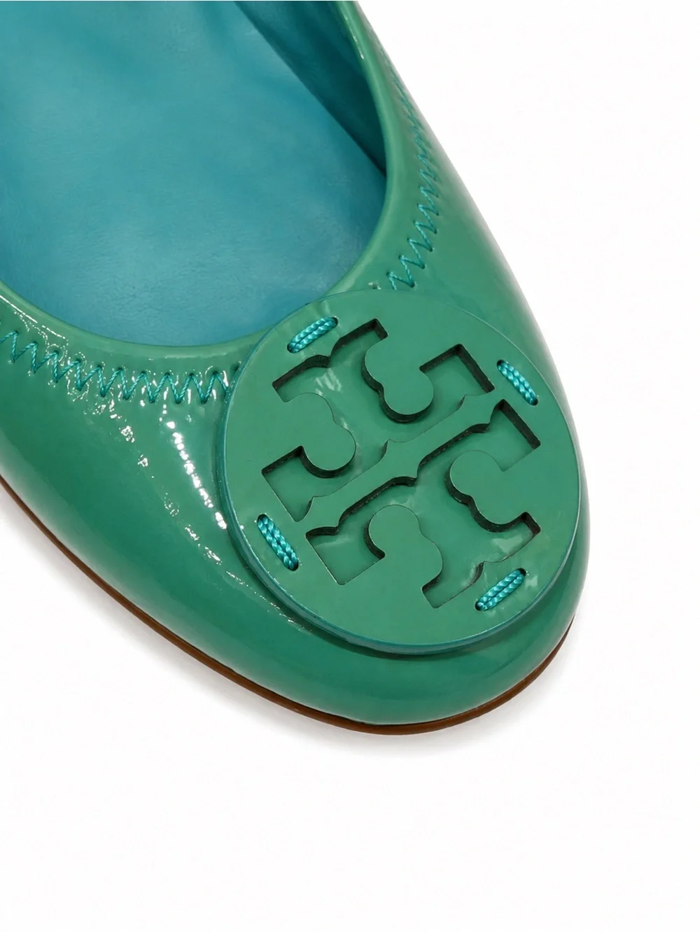 Tory Burch Green Patent Leather Reva Ballet Flats